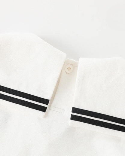 Navy Collar Pocket Design Long Sleeve Baby Jumpsuits
