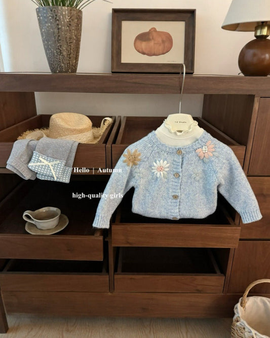 Daisy Flower Decor Plaid Bow Baby Girl Sweater Pants