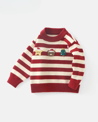 Christmas Decor Striped Knitted Baby Sweater