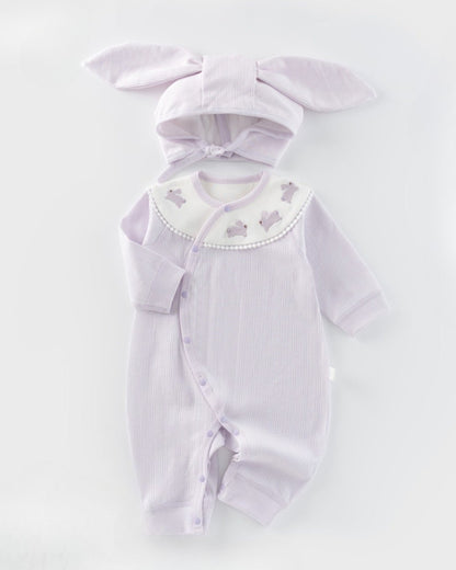 Purple Rabbit Cotton Long Sleeve Baby Jumpsuits
